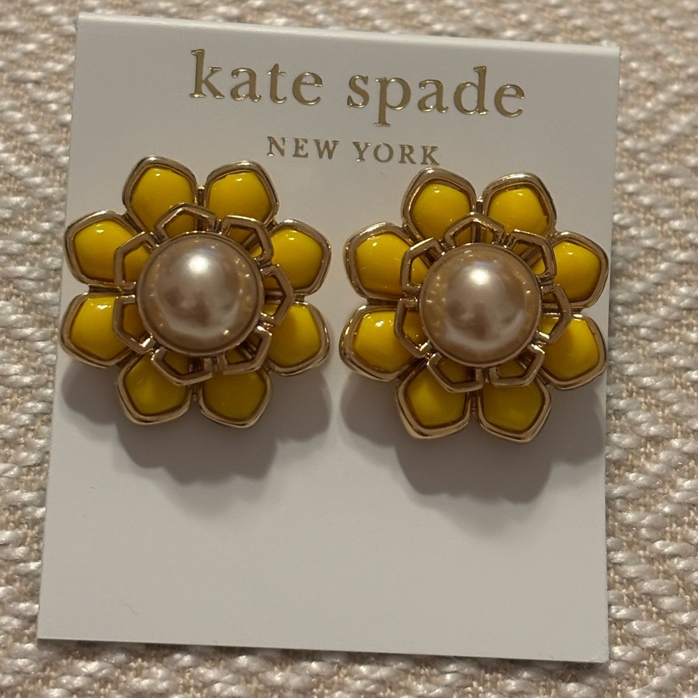 Kate Spade Sweet Zinnia Yellow Flower Earrings